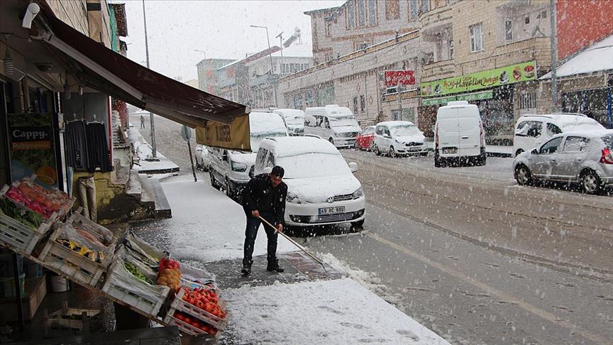 Baharda Karlıova'da kar etkili oldu