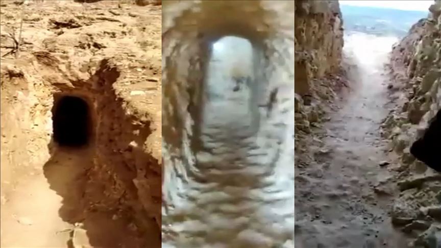AA terör örgütü YPG/PKK'nın Suriye'nin kuzeyindeki tünellerini görüntüledi