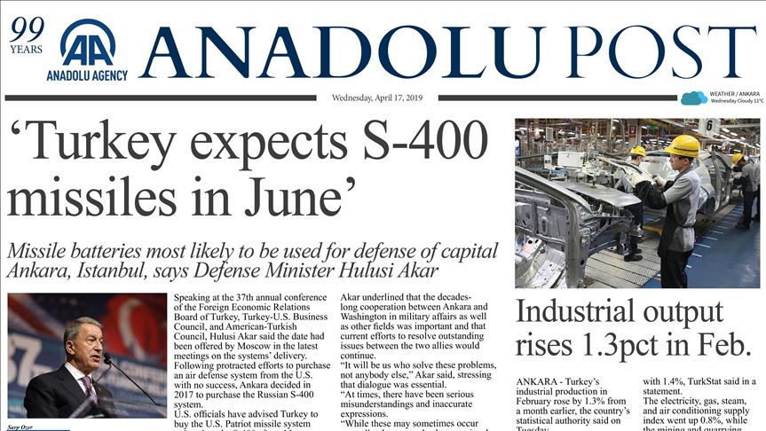 Anadolu Post Issue of April  17, 2019