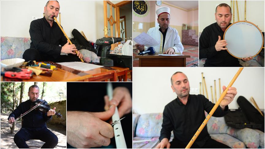 Müzik tutkunu imam fırça sapından ney yapıyor
