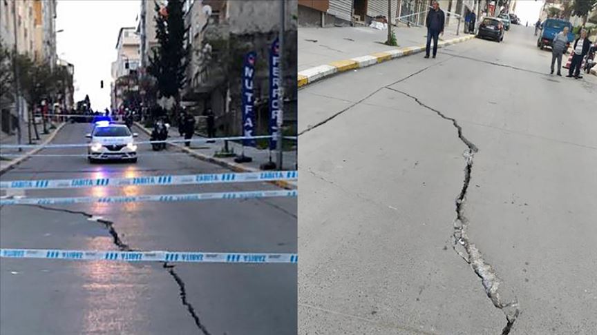 Esenyurt'ta yolda ve bir binada çatlaklar oluÅtu