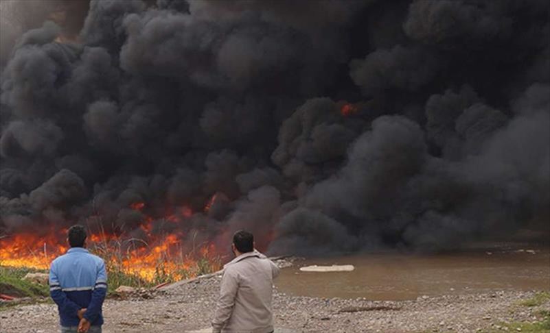 خط لوله انتقال نفت امیدیه به اهواز آتش گرفت