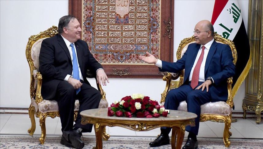 دیدار رئیس‌جمهور عراق و وزیر خارجه آمریکا در بغداد 