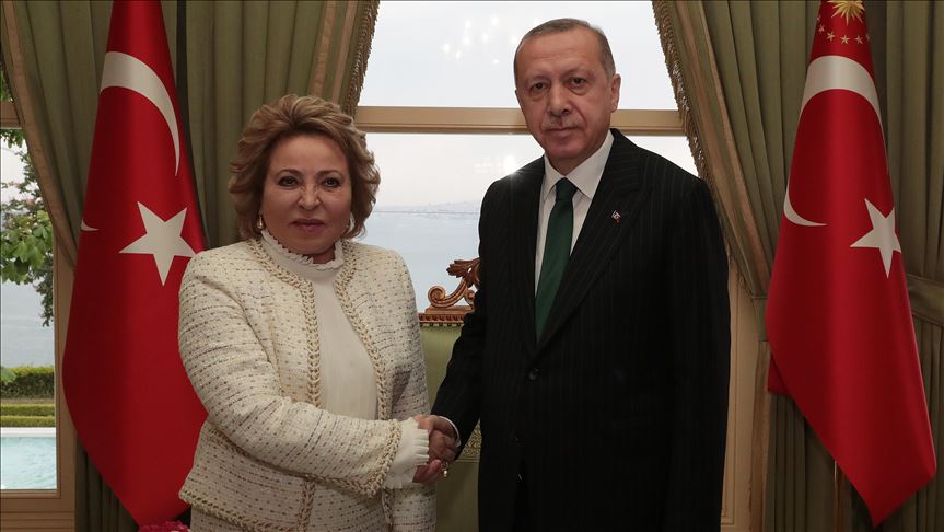 أردوغان يستقبل رئيسة مجلس الاتحاد الروسي