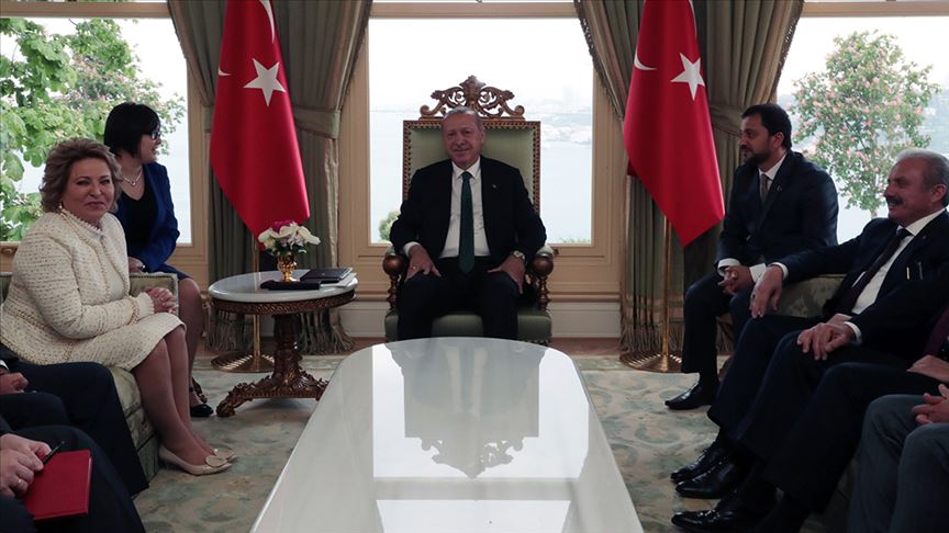 Cumhurbaşkanı Erdoğan Rusya Federasyon Konseyi Başkanı Matviyenk'i kabul etti