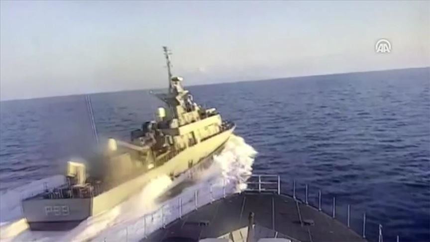 Footage shows Greek vessel harassing Turkish corvette