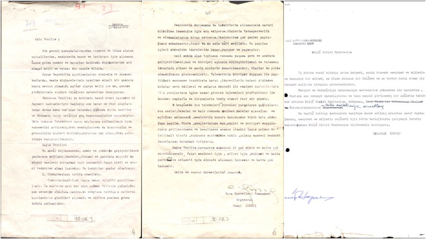 Mektup, telgraf ve mesajlardaki 27 Mayıs