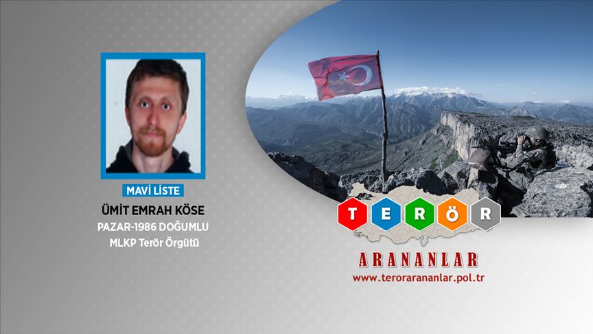Mavi kategorideki terörist Ümit Emrah Köse yakalandı