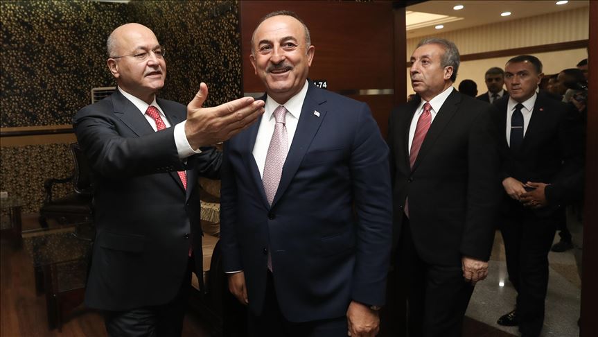Cavusoglu reçu par le président irakien, Barham Salih