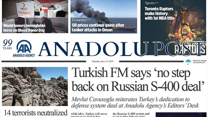 Anadolu Post - Issue of June 15, 2019