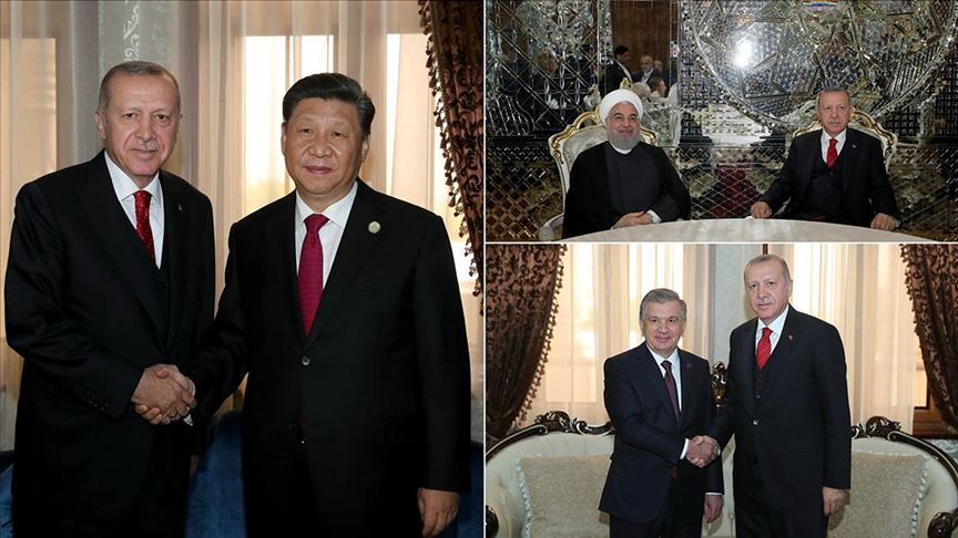 Cumhurbaşkanı Erdoğan Tacikistan'da ikili temaslarda bulundu