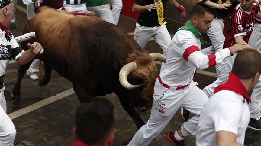 Animalistas protestan en contra de las corridas de toros en Pamplona