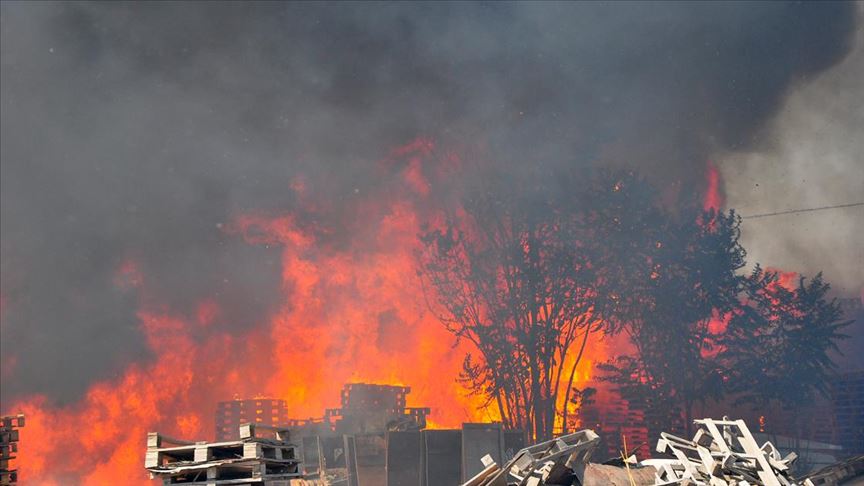 Manisa'da palet fabrikasında yangın 