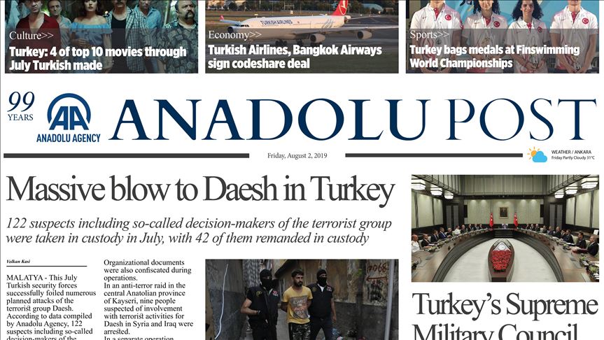 Anadolu Post - Issue of August 02, 2019