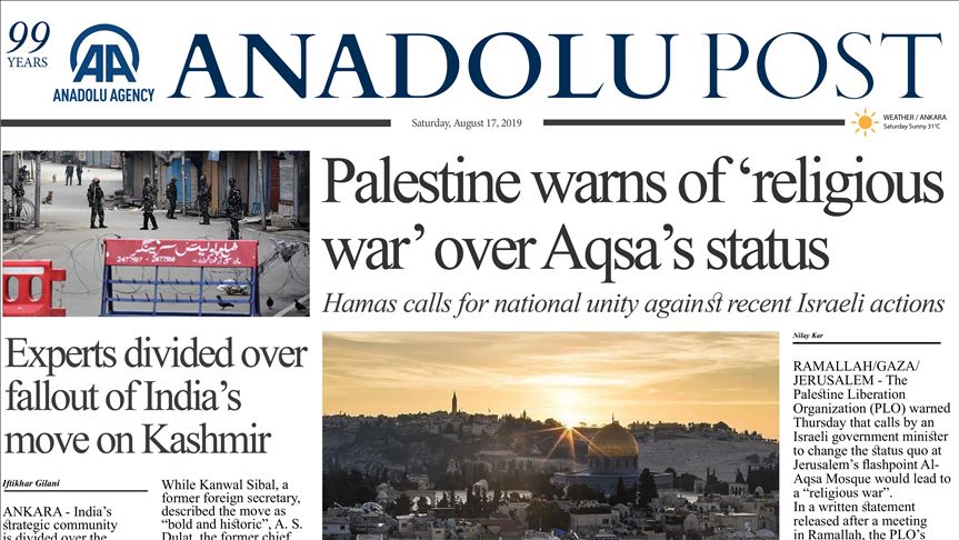 Anadolu Post - Issue of August 17, 2019