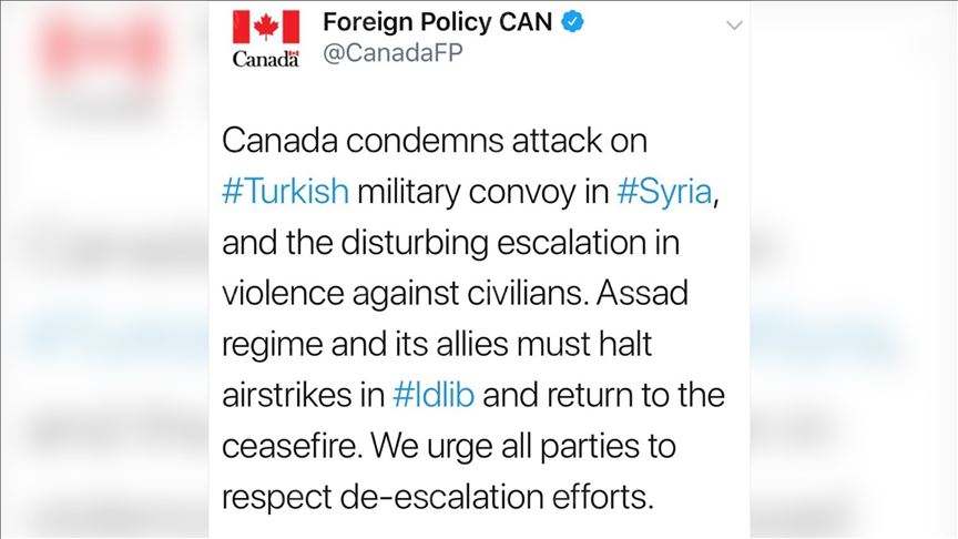كندا تُدين هجمات نظام الأسد وحلفائه على مناطق سكنية بإدلب