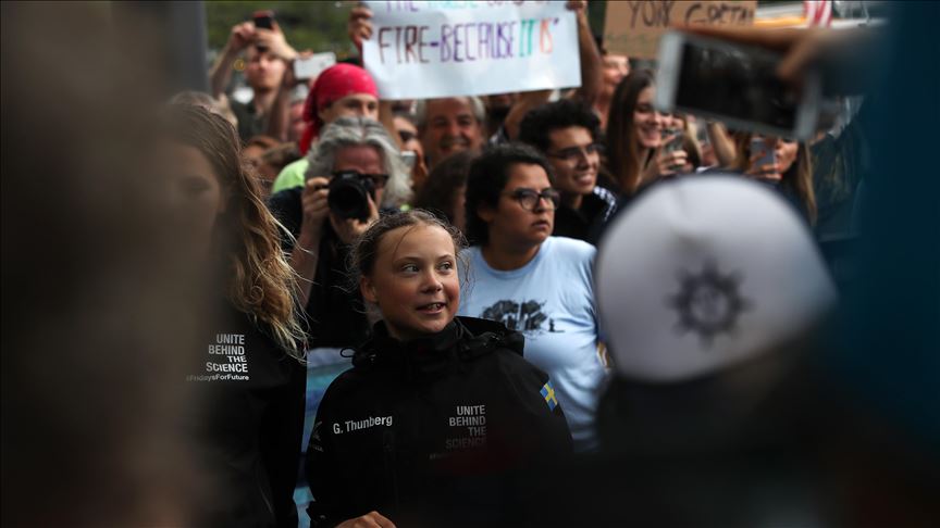 La joven activista sueca Greta Thunberg lideró marcha ambientalista en la Casa Blanca