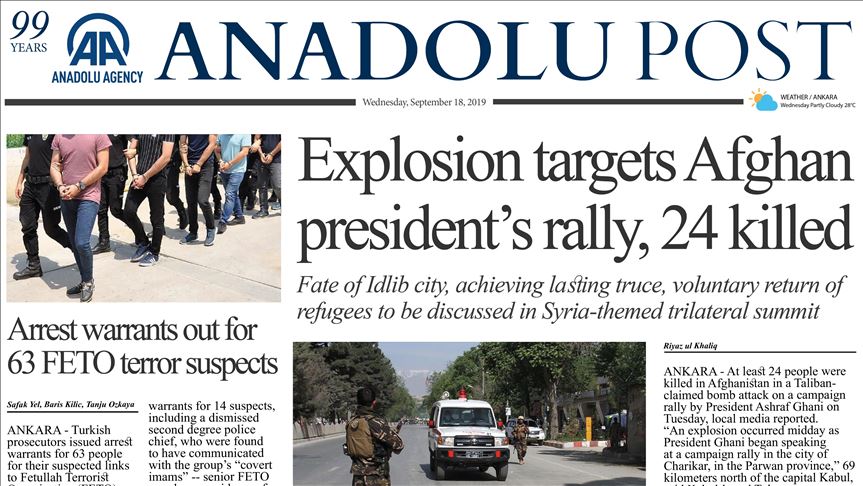 Anadolu Post - Issue of September 18, 2019 
