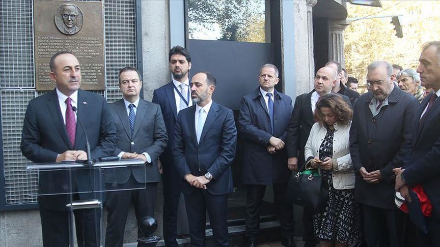 Turkish FM unveils plaque for murdered envoy in Serbia