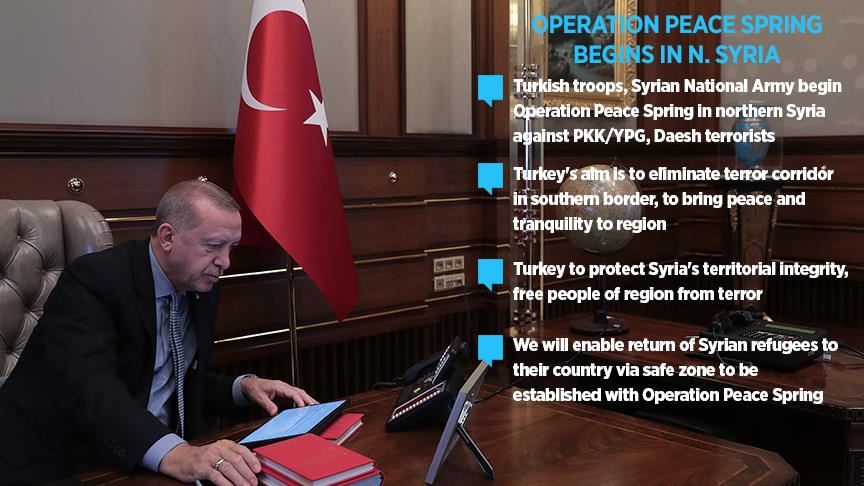 Operation Peace Spring starts in N Syria: Erdogan