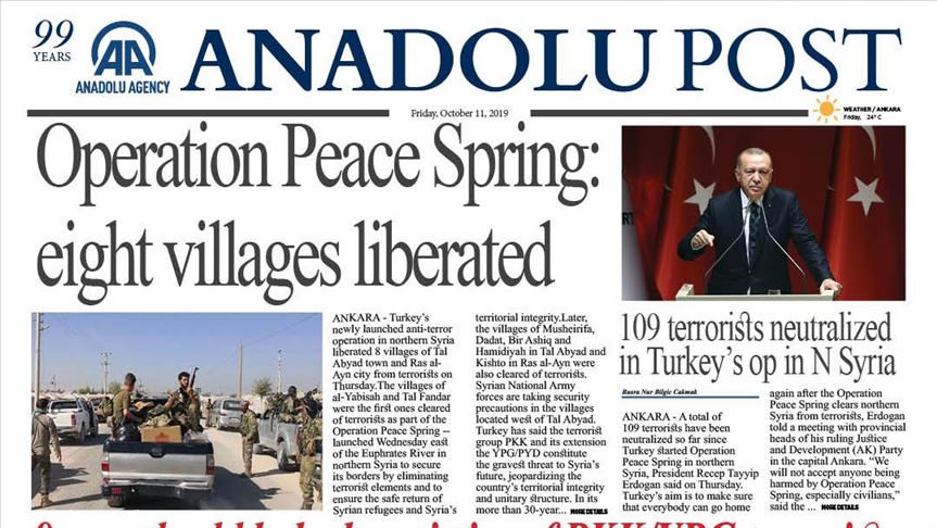 Anadolu Post - Issue of Oct. 11, 2019