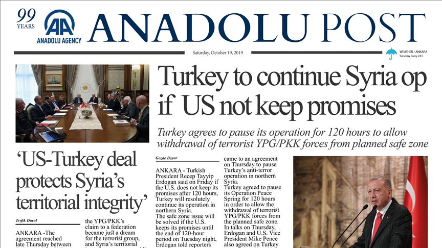 Anadolu Post - Issue of Oct. 19, 2019