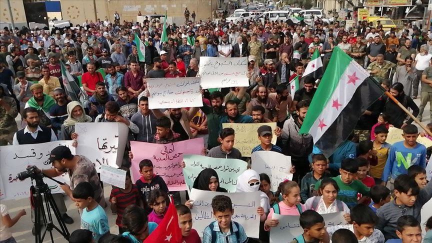 مردم منبج علیه رژیم اسد تظاهرات کردند