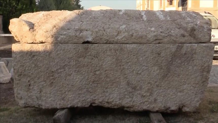 Roman-era sarcophagus with skeleton found in Turkey