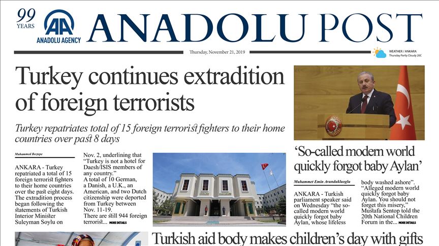  Anadolu Post - Issue of Nov. 21, 2019