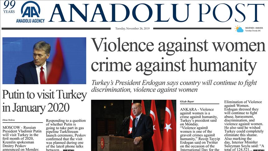 Anadolu Post - Issue of November 26, 2019