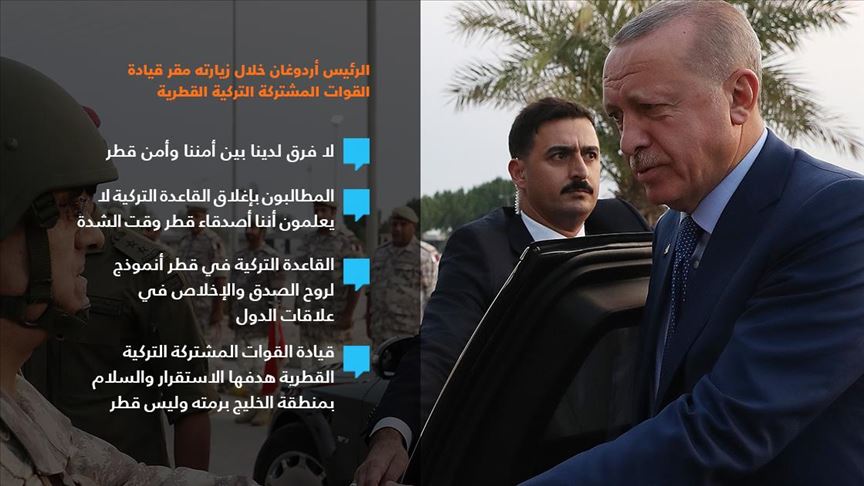 أردوغان: لا ينبغي لأحد أن ينزعج من وجودنا في قطر 