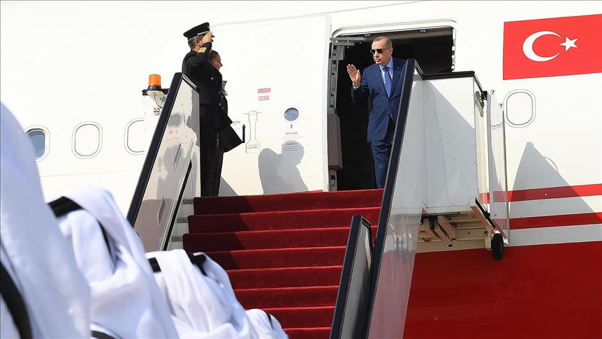 Turkish leader arrives in Qatar for meetings with emir