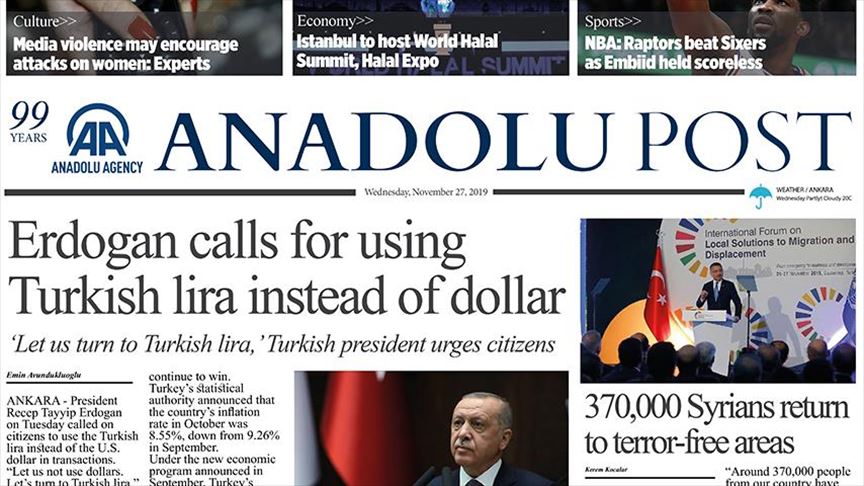 Anadolu Post - Issue of November 27, 2019