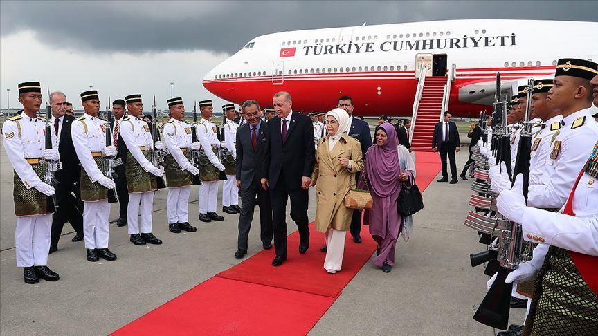 Turkish President Erdogan arrives in Malaysia