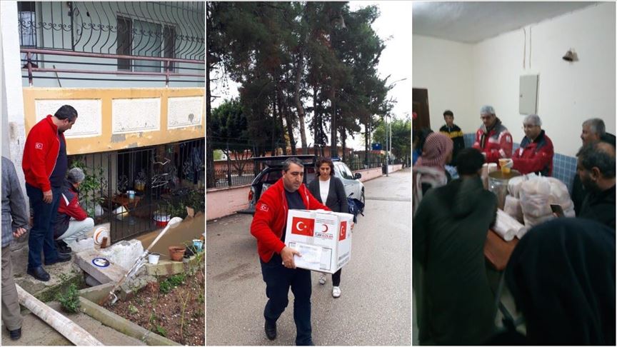 Türk Kızılayından Adana'daki sel mağdurlarına gıda ve barınma yardımı