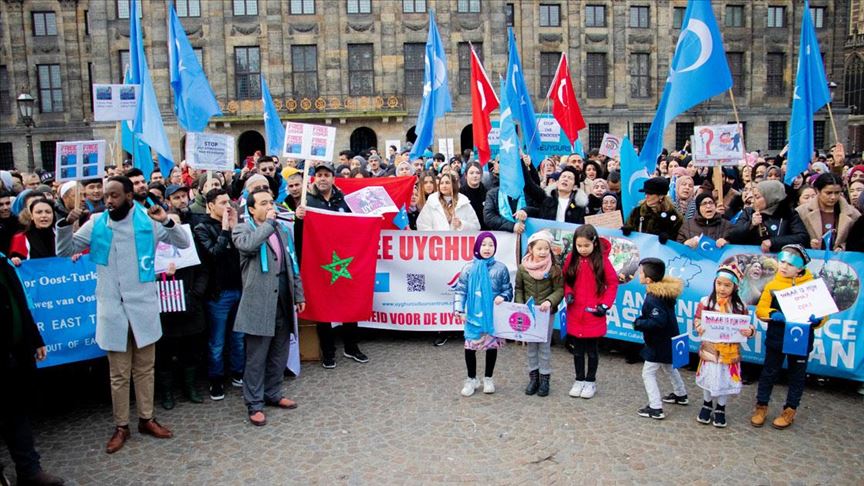 Hollanda'da Doğu Türkistan protestosu