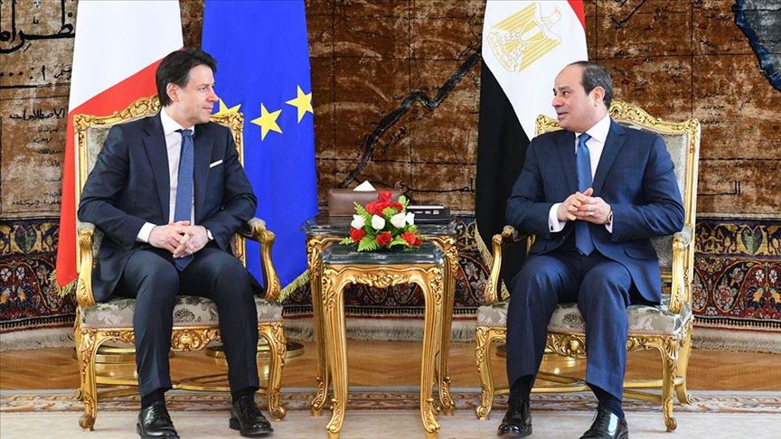 كونتي يبحث مع السيسي ملفات ليبيا وإيران وريجيني