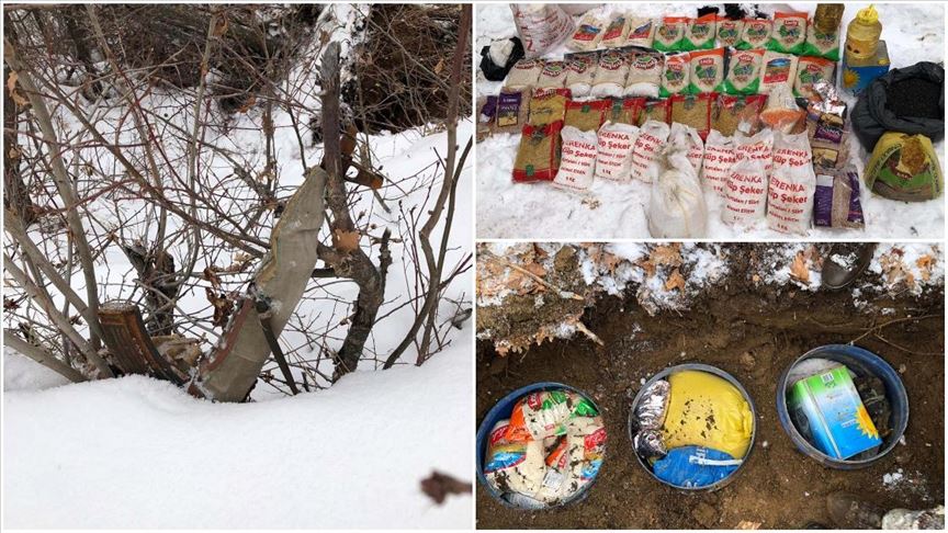 Bitlis'te PKK'lı teröristlere ait gıda malzemesi ve silah ele geçirildi