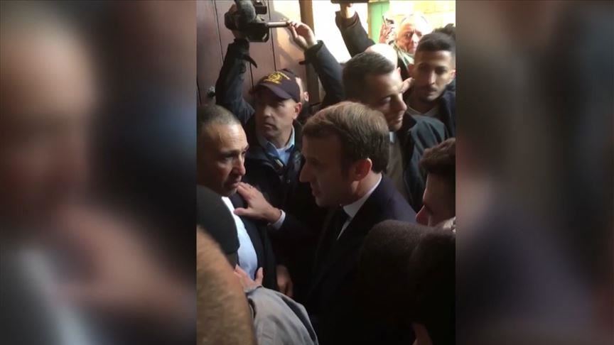 Macron argues with Israeli police during visit to Church of St Anne in Jerusalem