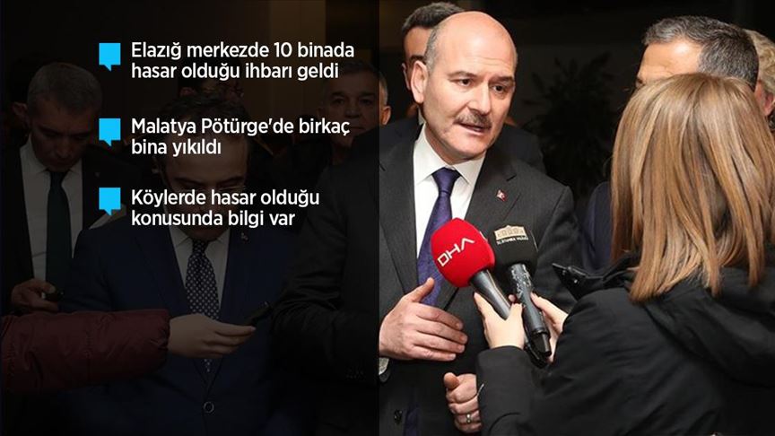 İçişleri Bakanı Soylu: Elazığ'da 2, Malatya'da 2 can kaybı var