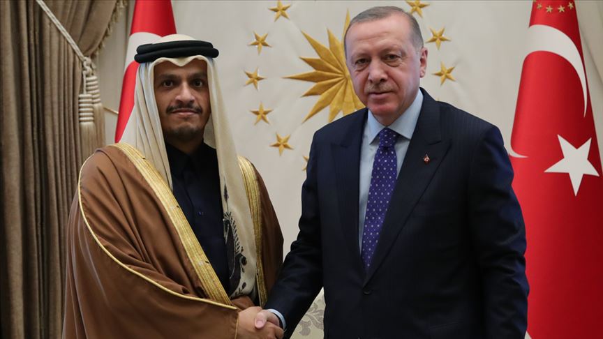 الرئيس التركي رجب طيب أردوغان يستقبل، وزير الخارجية القطري