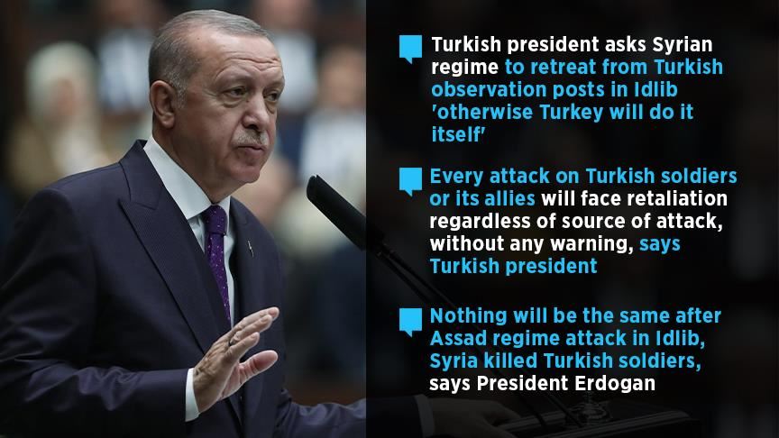 Assad must leave Turkey's Idlib posts alone: President