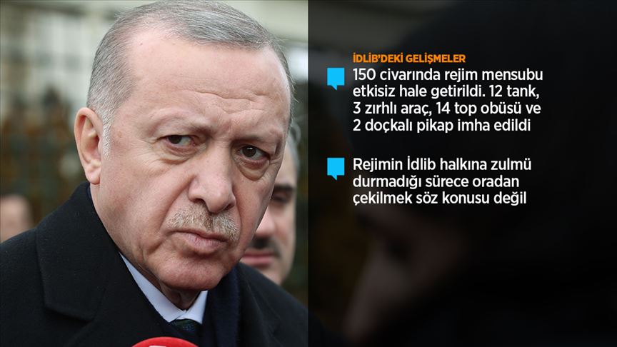 Cumhurbaşkanı Erdoğan: Putin ile İdlib'deki tüm gelişmeleri ele alacağız