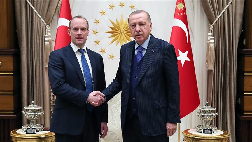 Cumhurbaşkanı Erdoğan, İngiltere Dışişleri Bakanı Raab'ı kabul etti