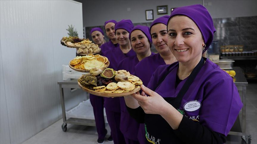 Bahçede kuruttuğu meyveler 30 kadına geçim kaynağı oldu