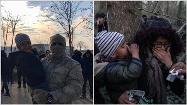 Mehmetçiğin kucağından indirmediği sığınmacı çocuğu Yunan gaza boğdu