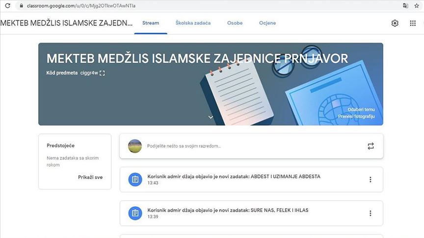 Imami MIZ Prnjavor od subote pokreću online mekteb