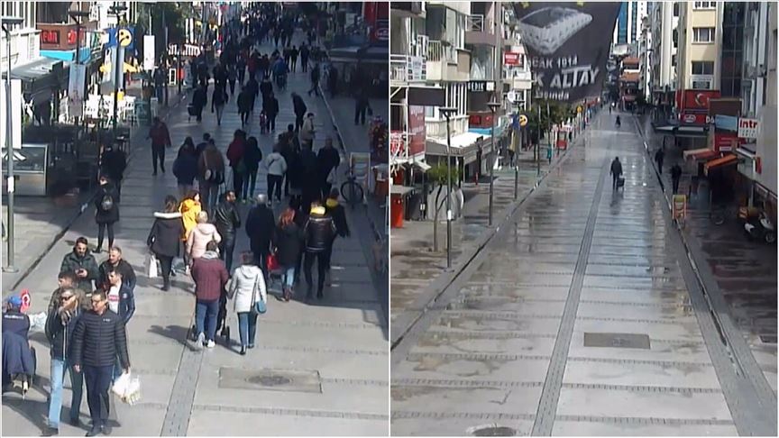 Kovid-19 önlemleri öncesi ve sonrası İzmir'den görüntüler 