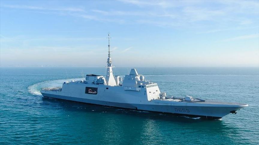 French navy ship patrolling coastal waters