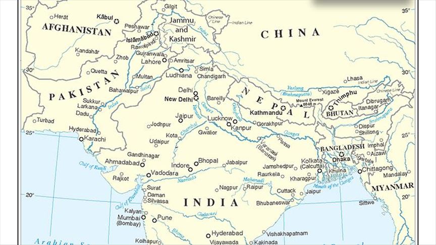 Map Of China And India